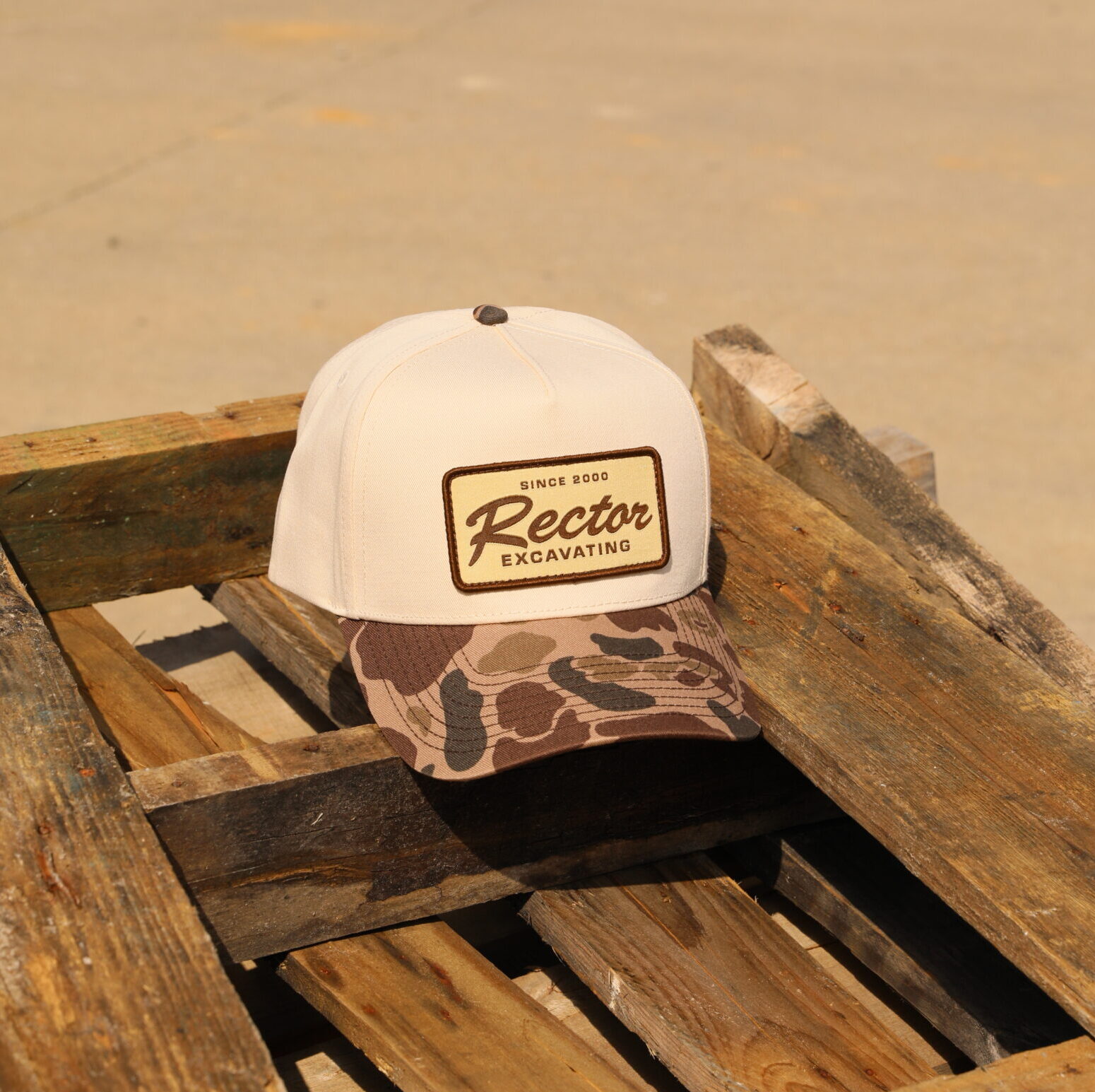 Cream Camo Retro Patch Hat